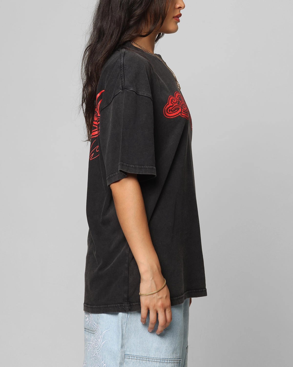 Fashionable Look Ed Hardy Tribal T-Shirt Black Acidwash