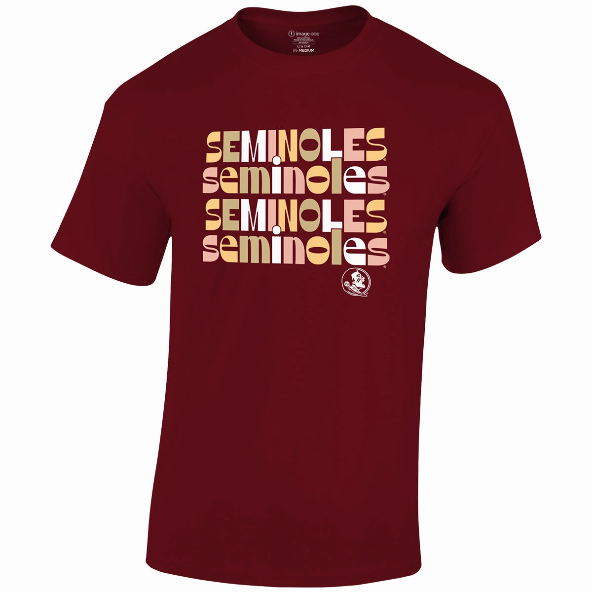 Image One Youth Repeat Seminoles Retro Design Short Sleeve T-shirt - Garnet Outdoor Fashion