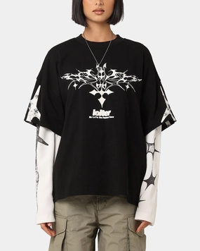 Loiter Seek N Destroy Long Sleeve T-Shirt Vintage Black Abstract mystery Smooth Jersey Texture
