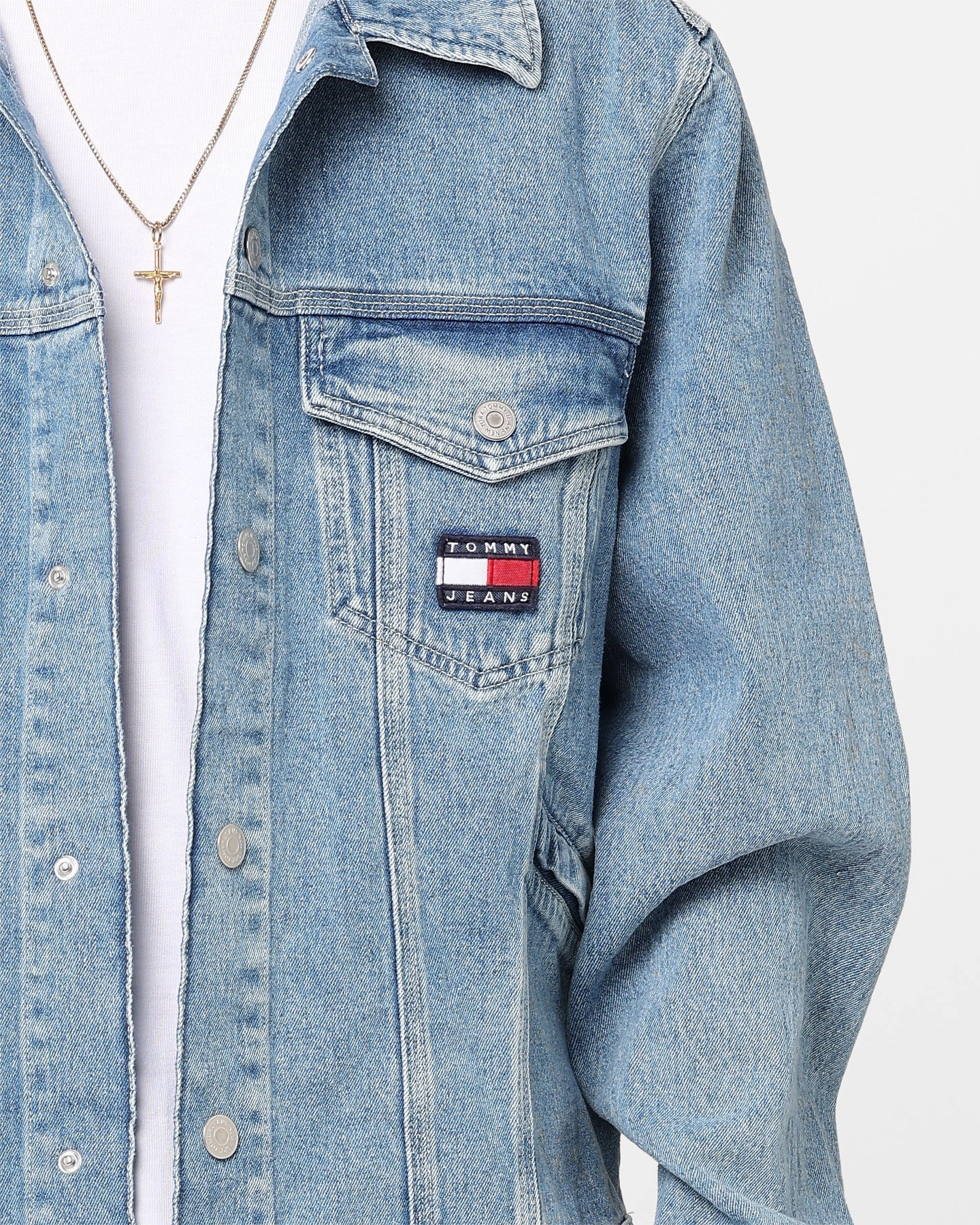 Double Stitched Edging Tommy Jeans Archive Oversized Jacket Denim Light