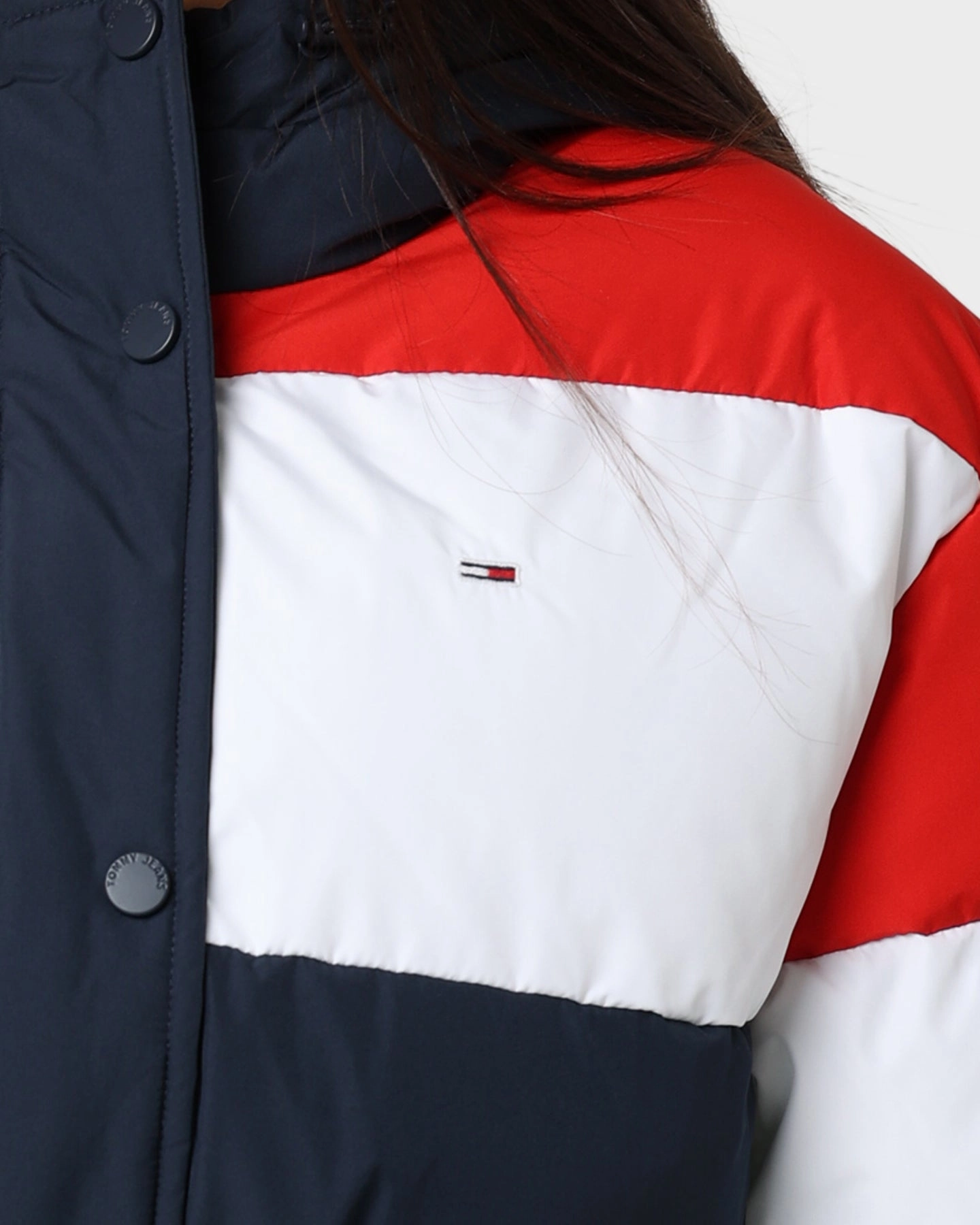 Layered Security Pockets Tommy Jeans Belted Down Colour-Blocked Puffer Jacket Twilight Navy