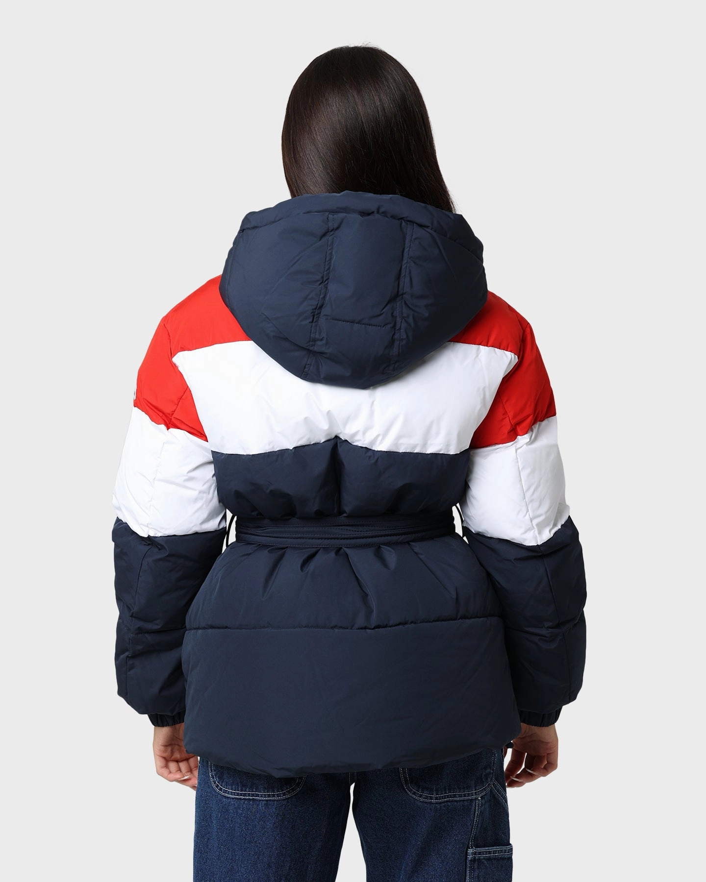 Tommy Jeans Belted Down Colour-Blocked Puffer Jacket Twilight Navy motorcycle