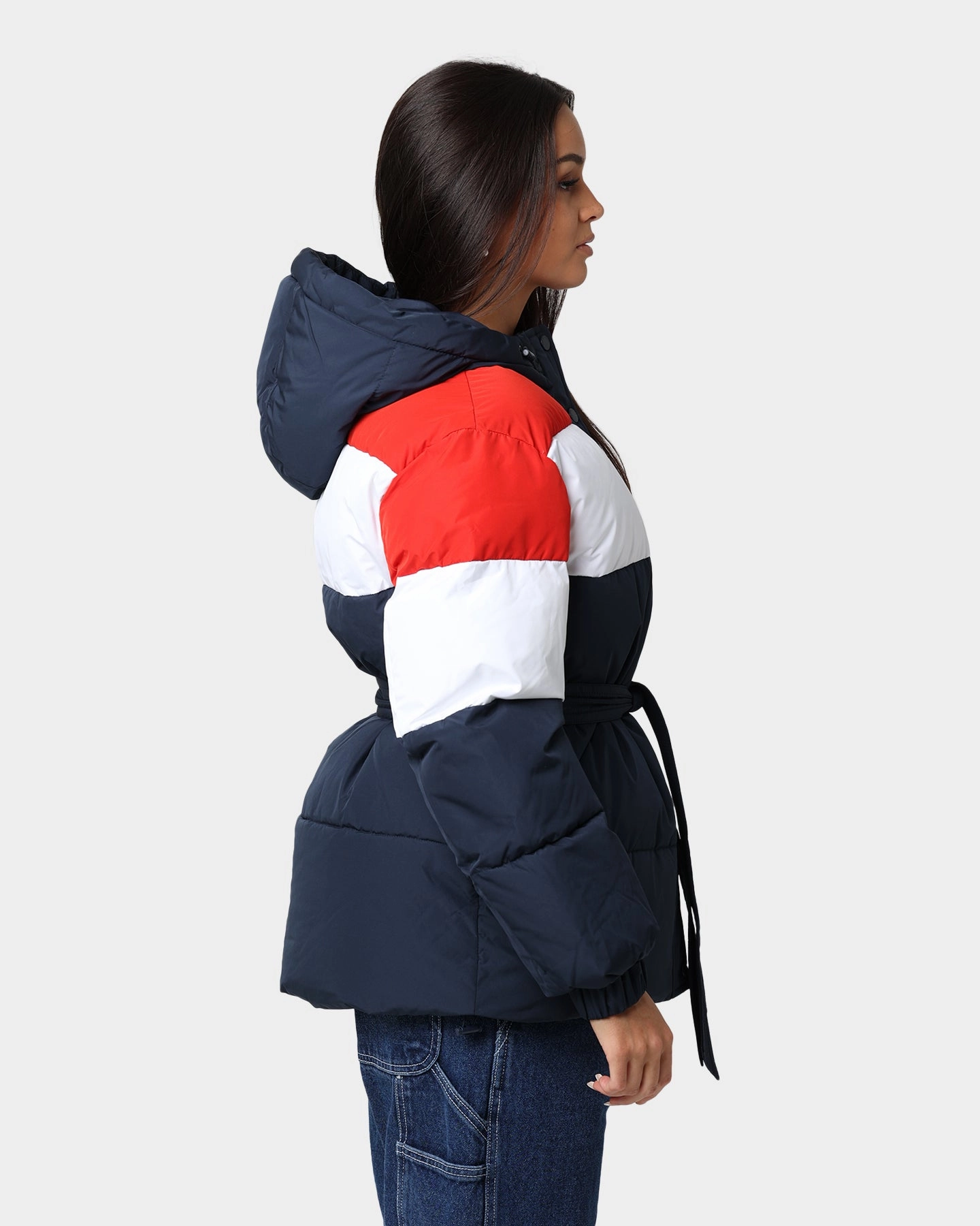 Tommy Jeans Belted Down Colour-Blocked Puffer Jacket Twilight Navy Recommend Non Restrictive Fit
