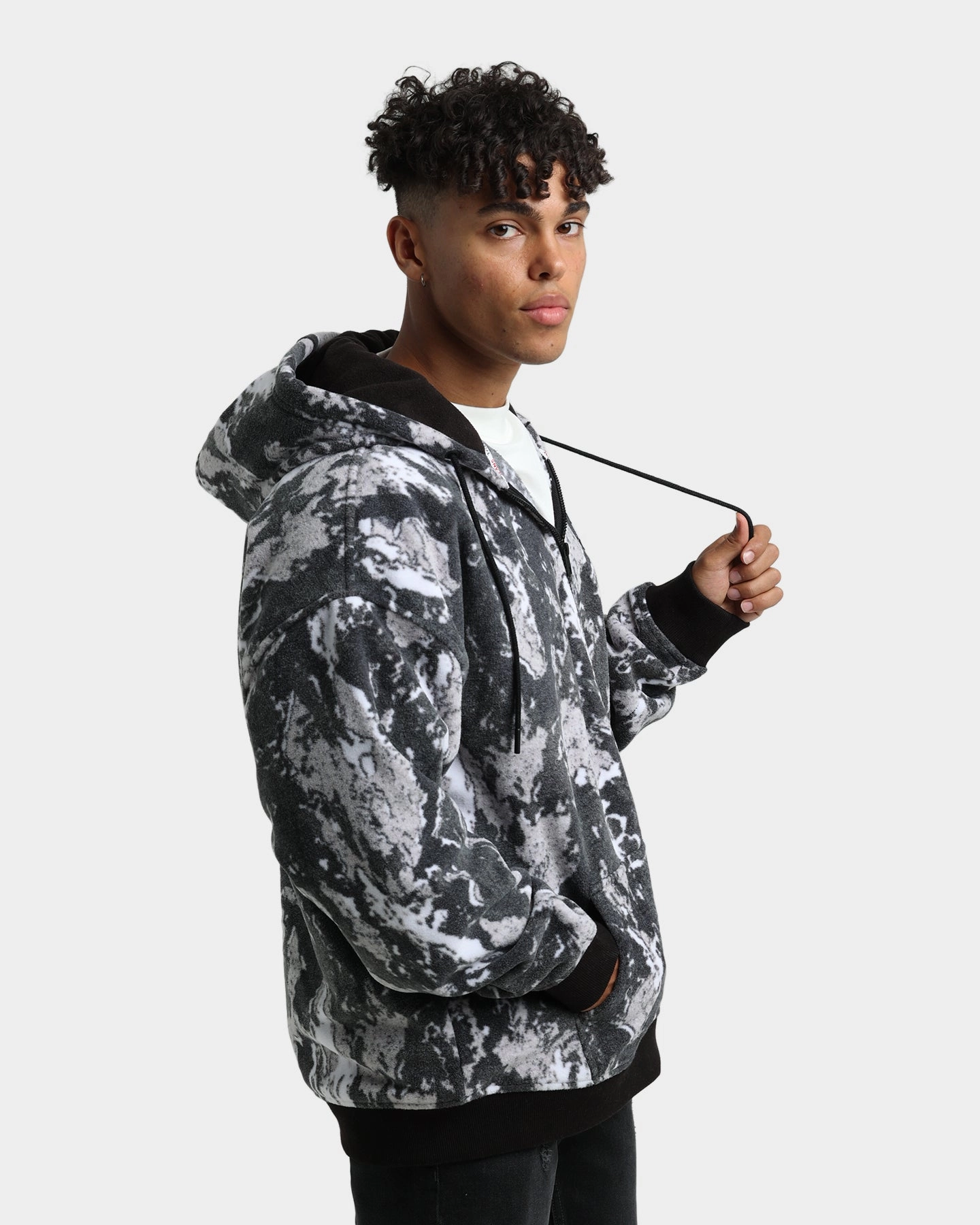 Tommy Jeans Camo Half Zip Hoodie Tonal Camo Print Layering Compatible
