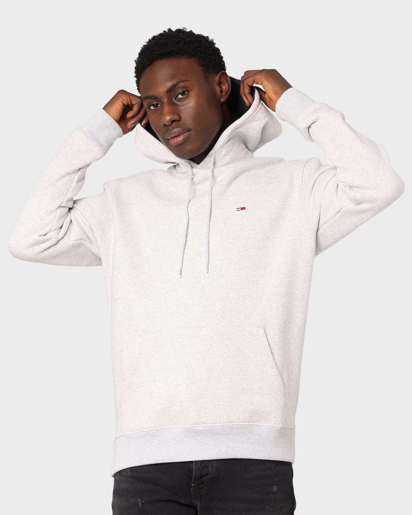 Tommy Jeans Essential Script Hoodie Silver/Grey Heather Dry Touch Slide