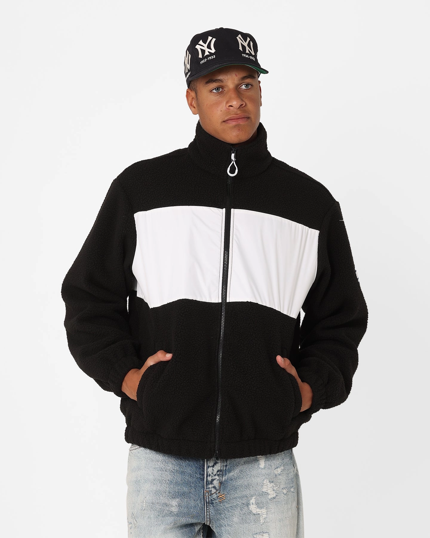 Ornamental Tommy Jeans Relaxed Fabric Mix Fleece Jacket Black/Multi