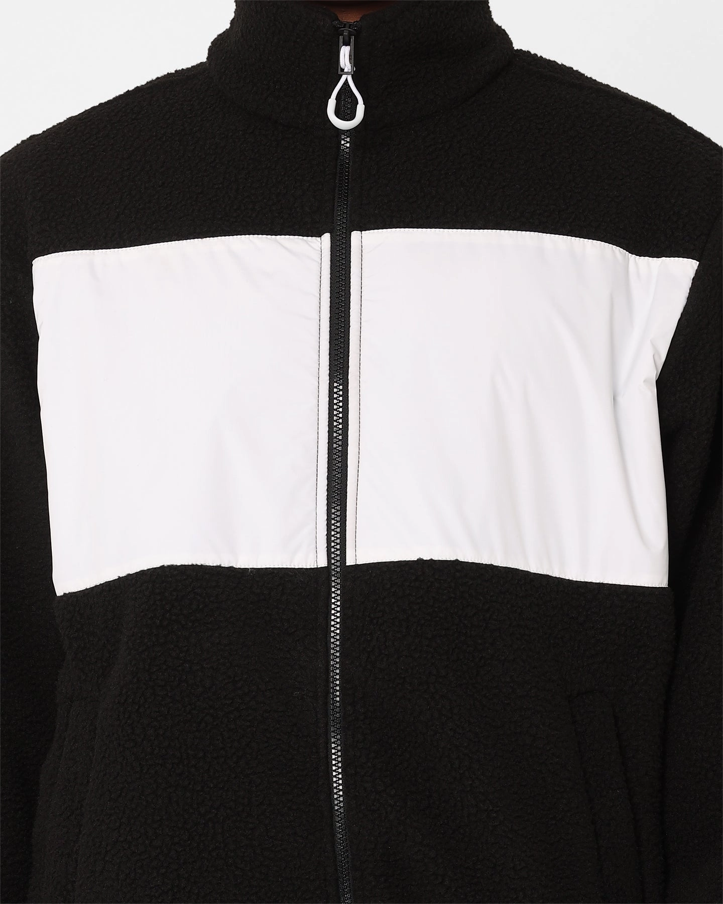 Tommy Jeans Relaxed Fabric Mix Fleece Jacket Black/Multi HighCollar Design