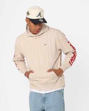 Score Tommy Jeans Relaxed Pinstripe Hoodie Classic Beige