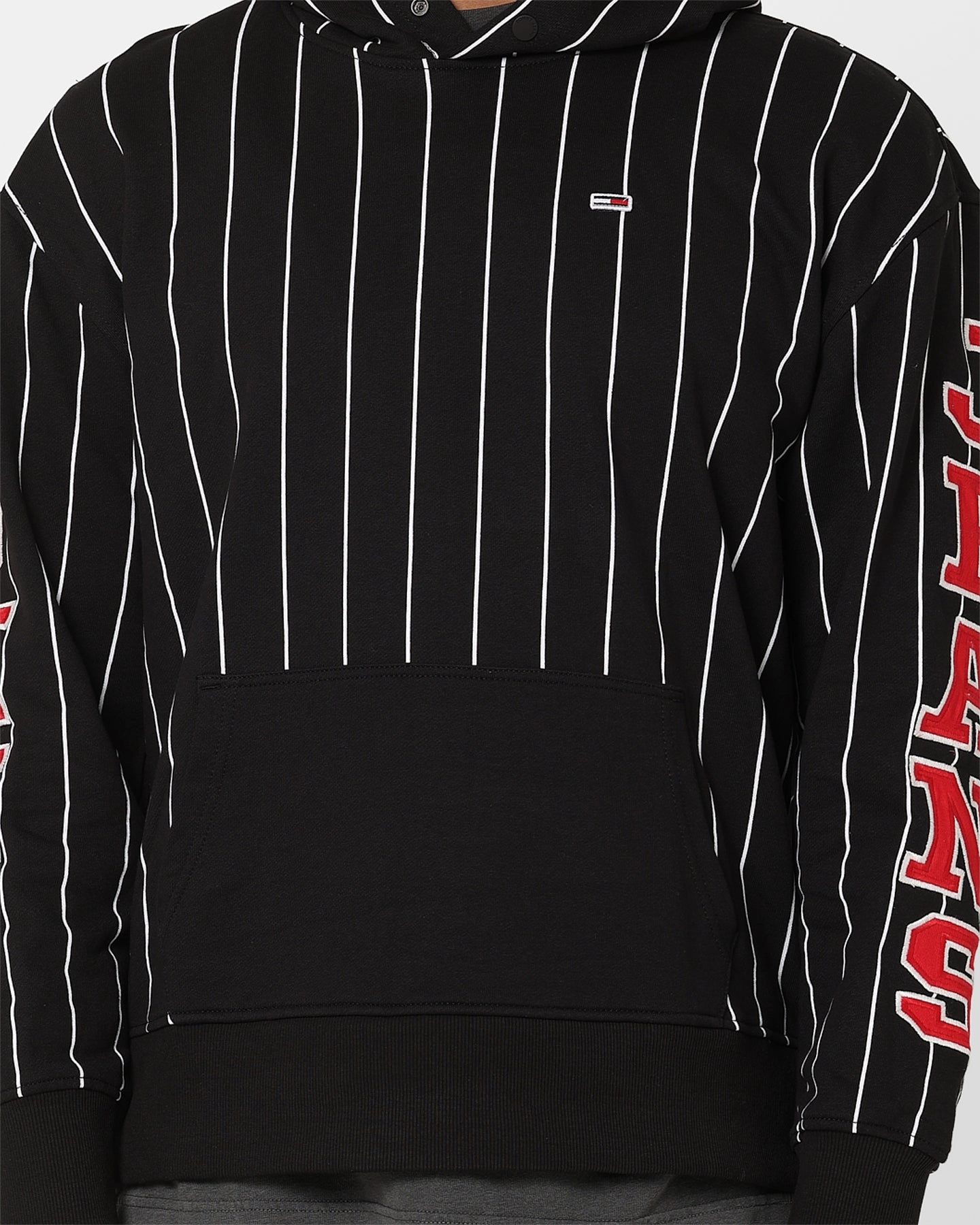 Tommy Jeans Relaxed Pinstripe Hoodie Classic Black evening
