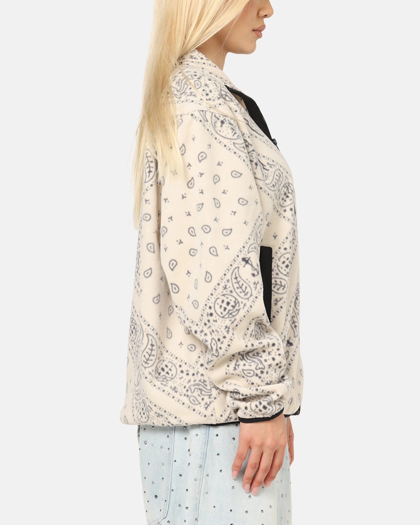Relax Shell Adjustable Waistband Tommy Jeans Relaxed Zip Paisley Fleece Jacket Newsprint