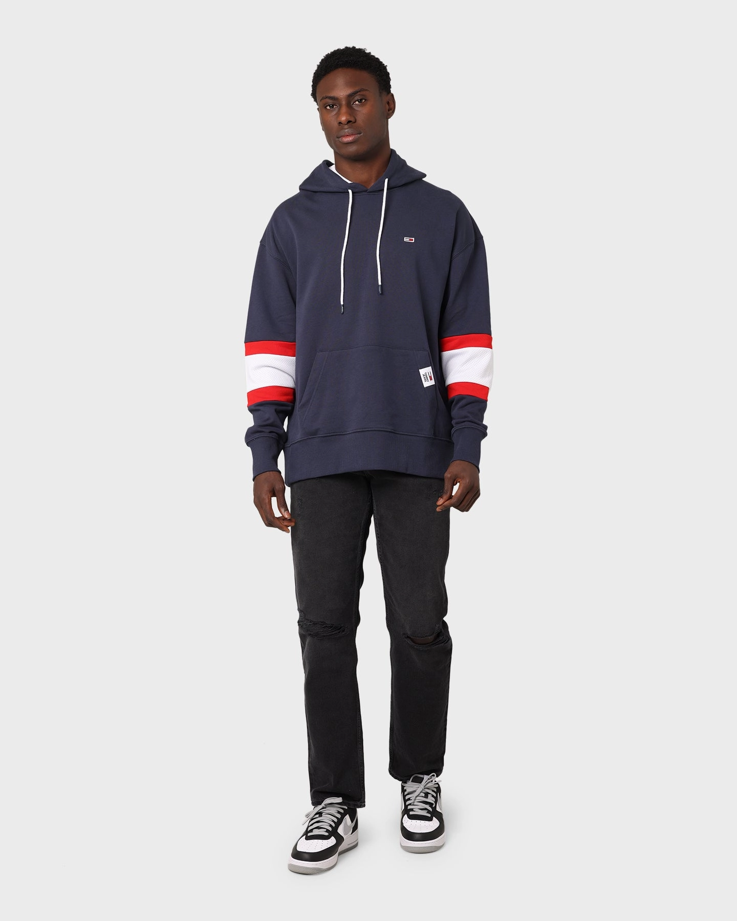 Functional Tommy Jeans Rugby Stripe Contrast Lining Hoodie Twilight Navy/Multi