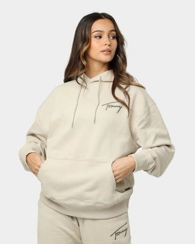 Tommy Jeans Signature Hoodie Savannah Sand Taped Zipper Closures Outdoor Style
