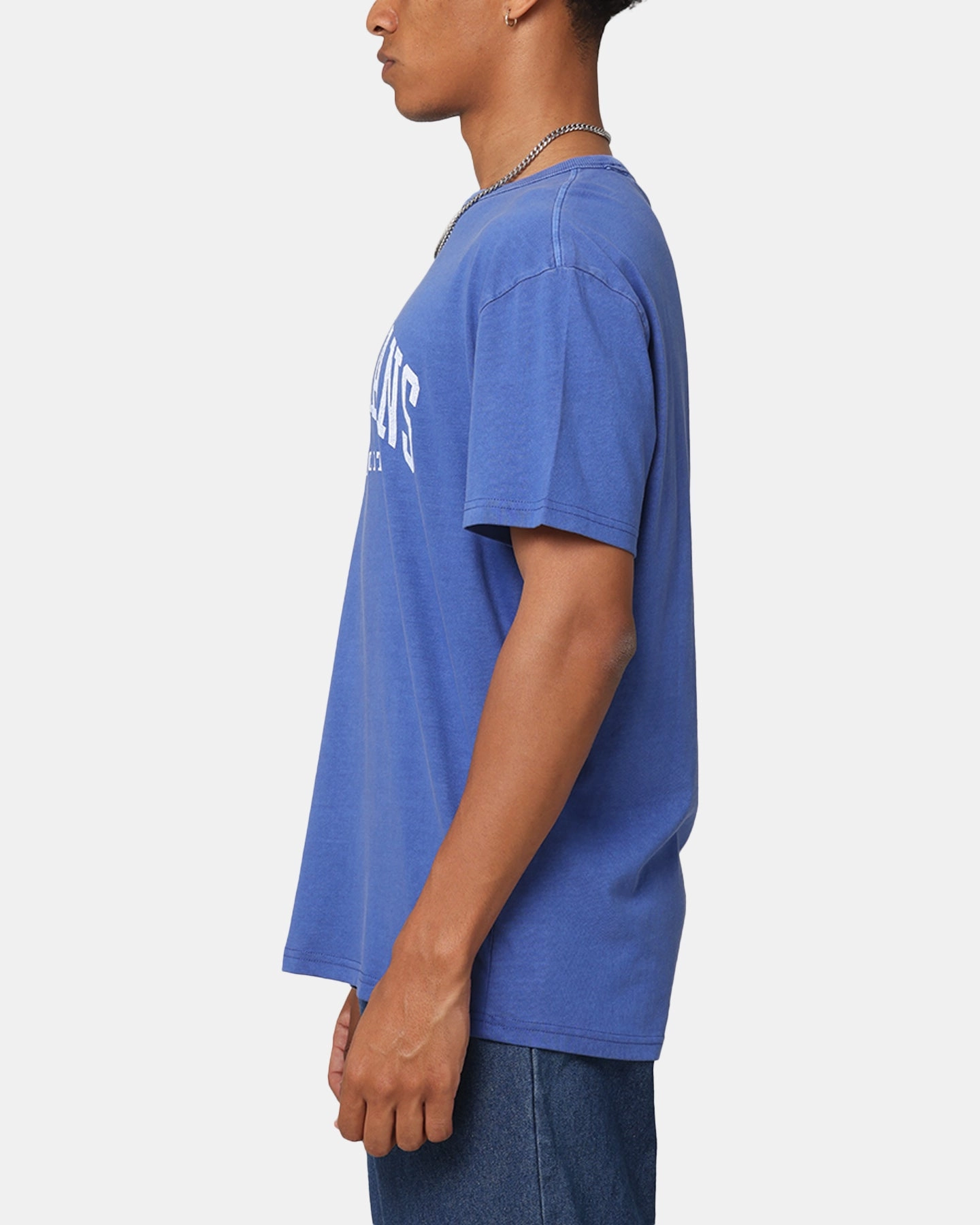 Tommy Jeans TJM Archive Varsity Washed T-Shirt Bright Blue Solid Color Low Impact Dye