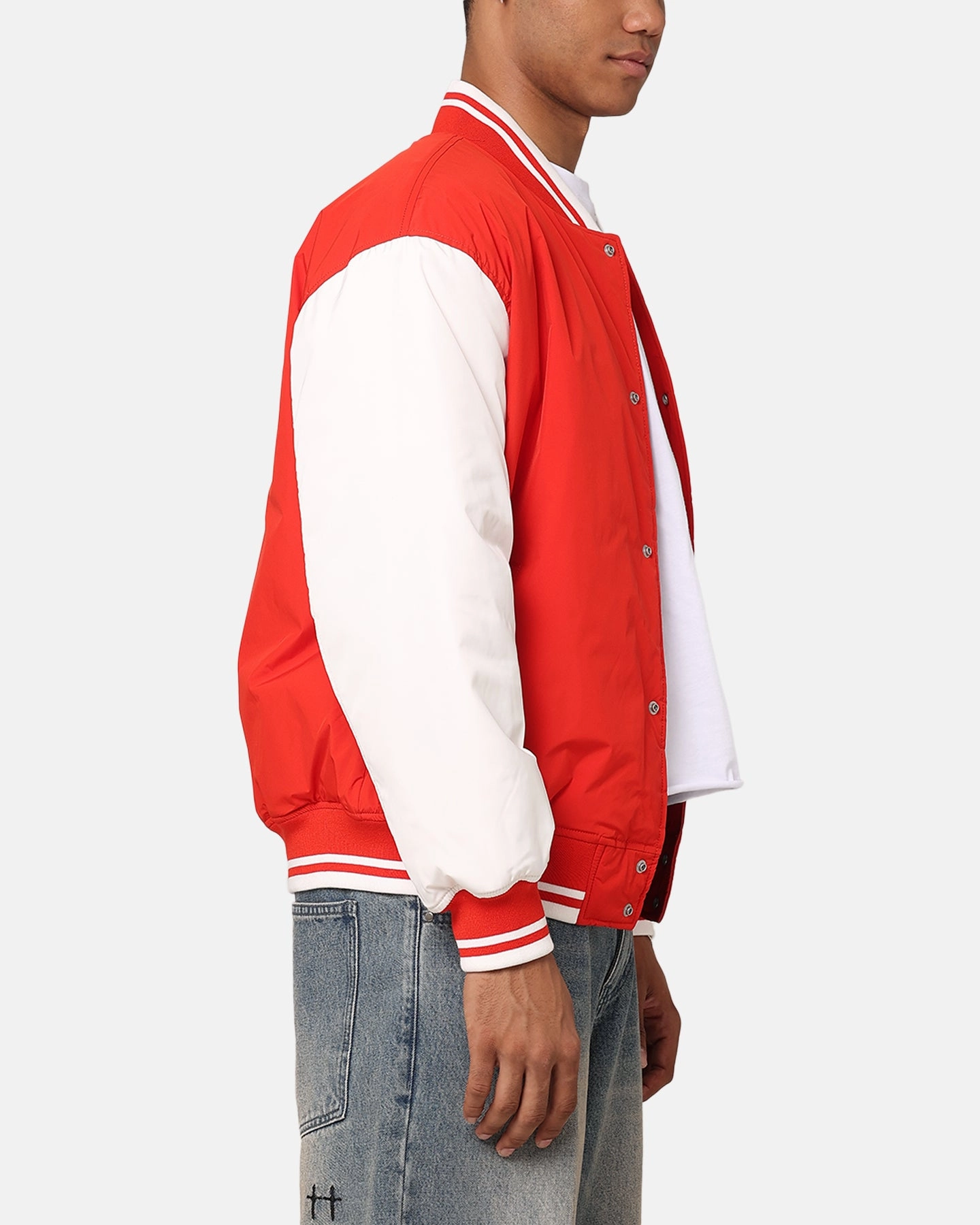 Flexible Elbow Panels Modern Fit Tommy Jeans TJM Colourblock Varsity Jacket Deep Crimson