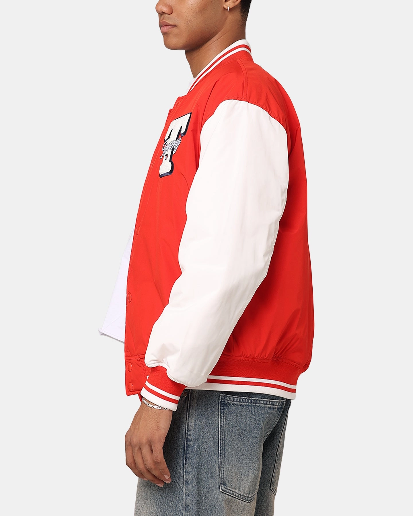 Target Tommy Jeans TJM Colourblock Varsity Jacket Deep Crimson