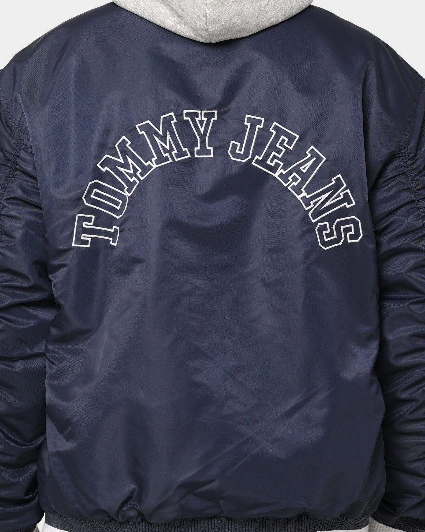Tommy Jeans TJM Graphic Satin Bomber Jacket Twilight Navy Bravery