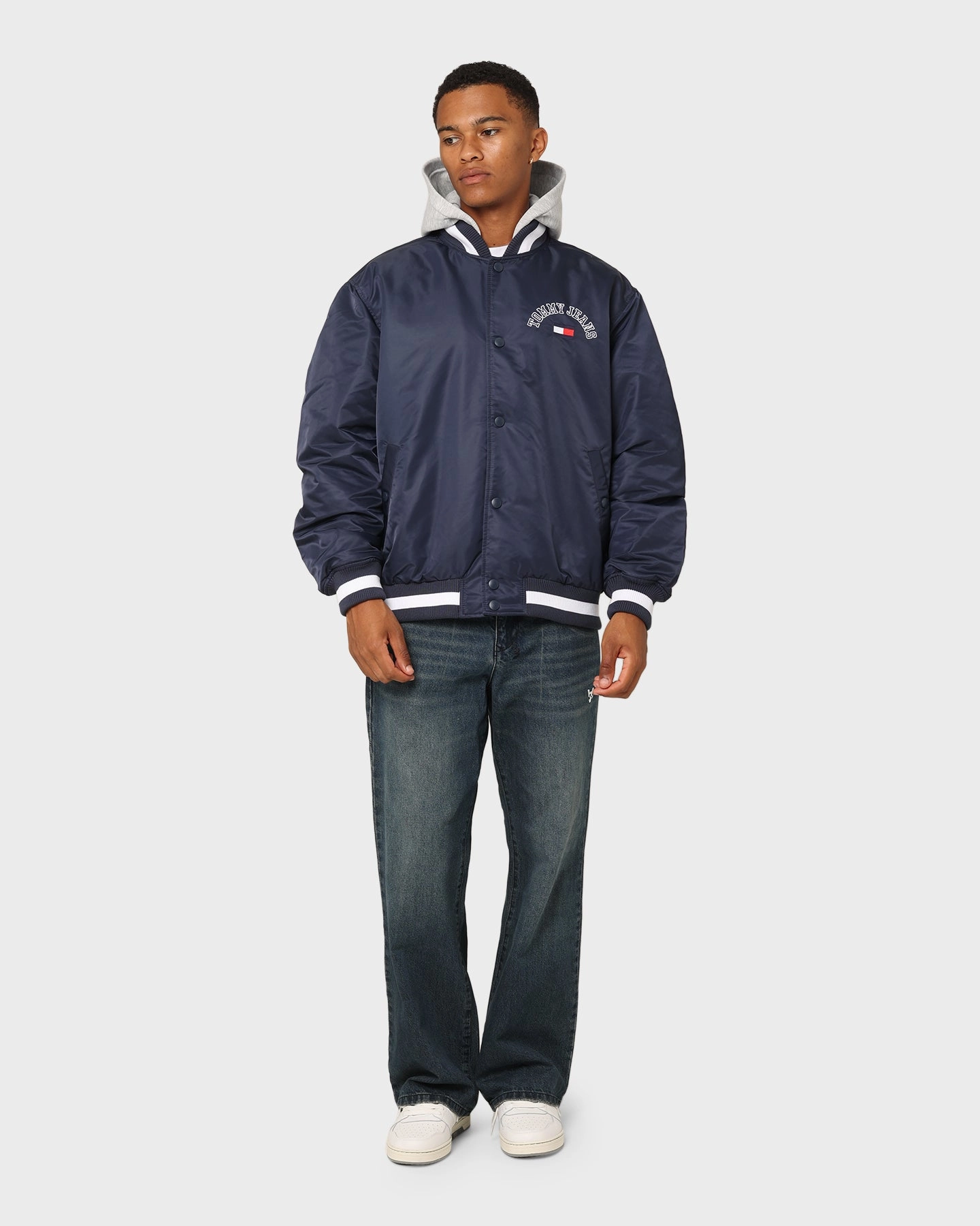 Ring Tommy Jeans TJM Graphic Satin Bomber Jacket Twilight Navy