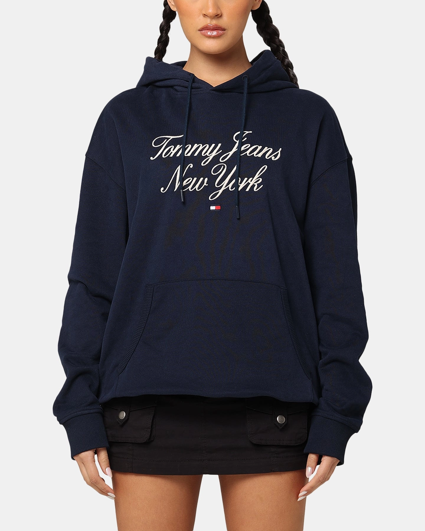 File college Tommy Jeans TJM Luxe Serif Relax Hoodie Dark Night Navy