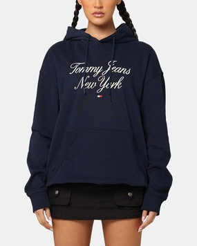 File college Tommy Jeans TJM Luxe Serif Relax Hoodie Dark Night Navy
