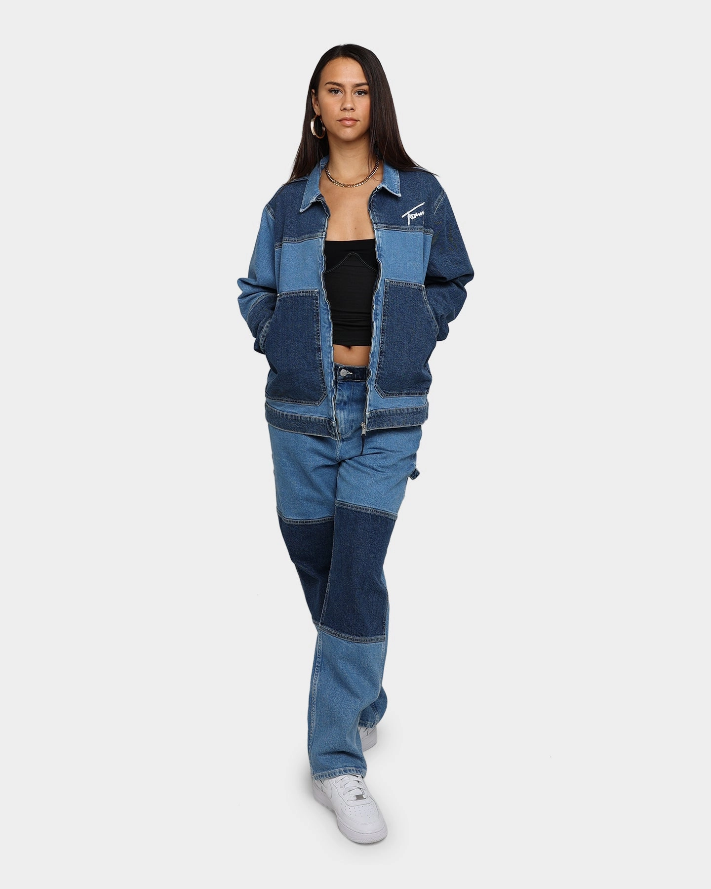 Warm Weather Wear Tommy Jeans TJM Panel Zip Denim Jacket Denim Light