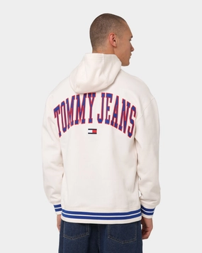 Dry Touch Job Tommy Jeans TJM Relaxed Collegiate Hoodie Ancient White