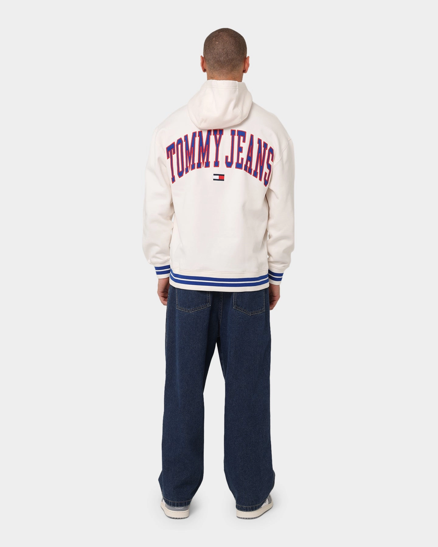 Tommy Jeans TJM Relaxed Collegiate Hoodie Ancient White Double Stitched Edging