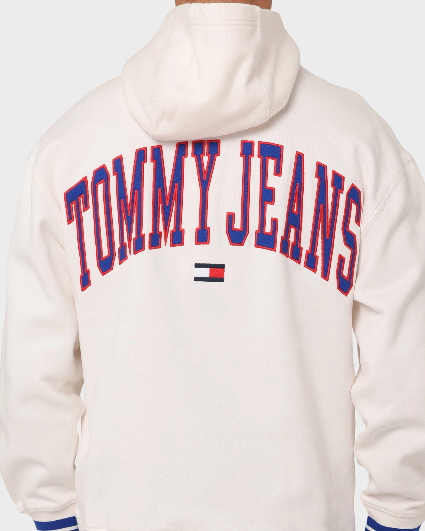 Tommy Jeans TJM Relaxed Collegiate Hoodie Ancient White suitable for video shooting
