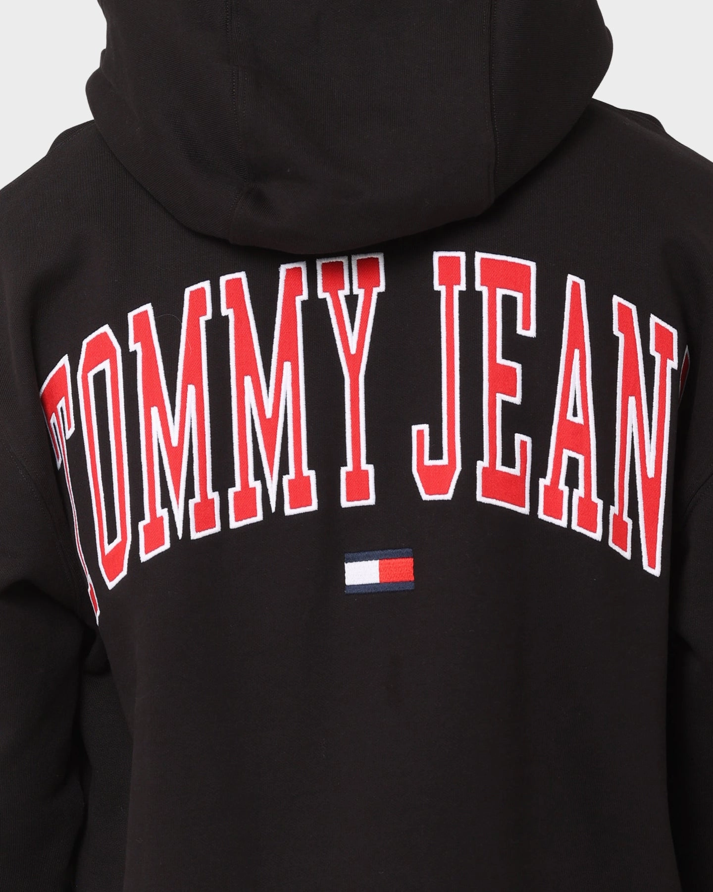 Tommy Jeans TJM Relaxed Collegiate Hoodie Black Water Resistant Shell