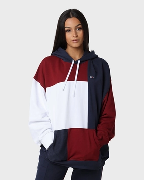 Tommy Jeans TJM Reverse Colorblock Hoodie Twilight Navy/Maroon sunset