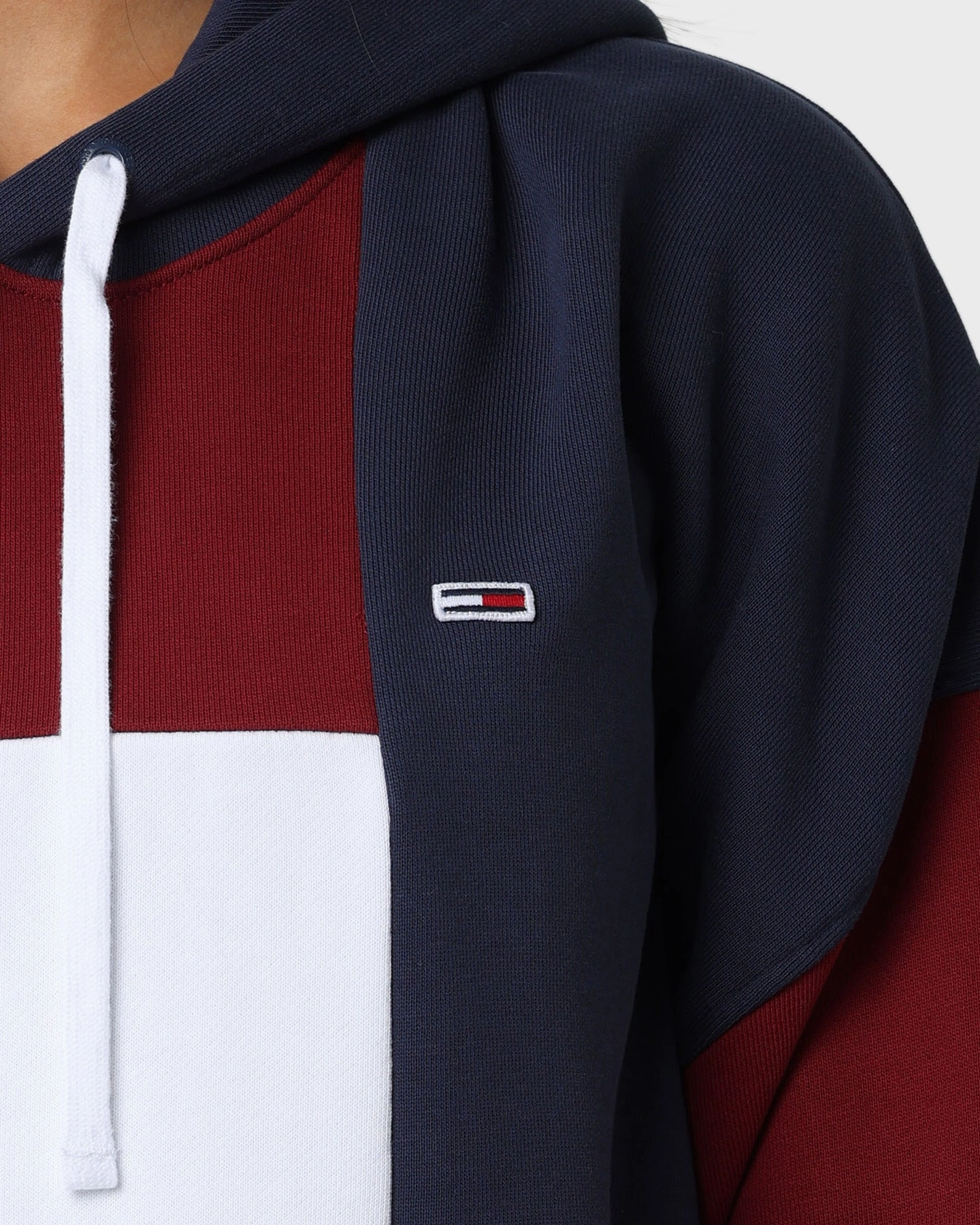 Tommy Jeans TJM Reverse Colorblock Hoodie Twilight Navy/Maroon elderly people