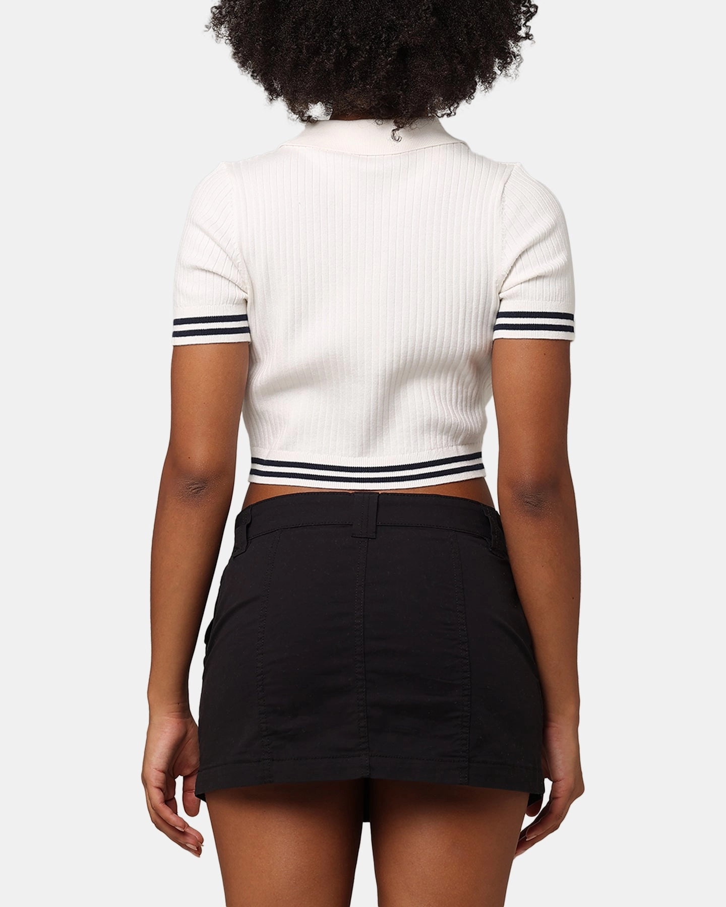 Tommy Jeans Women's Cropped Script Rib Polo Shirt Ancient White Streetwear Fan Family Style Weekend Wear