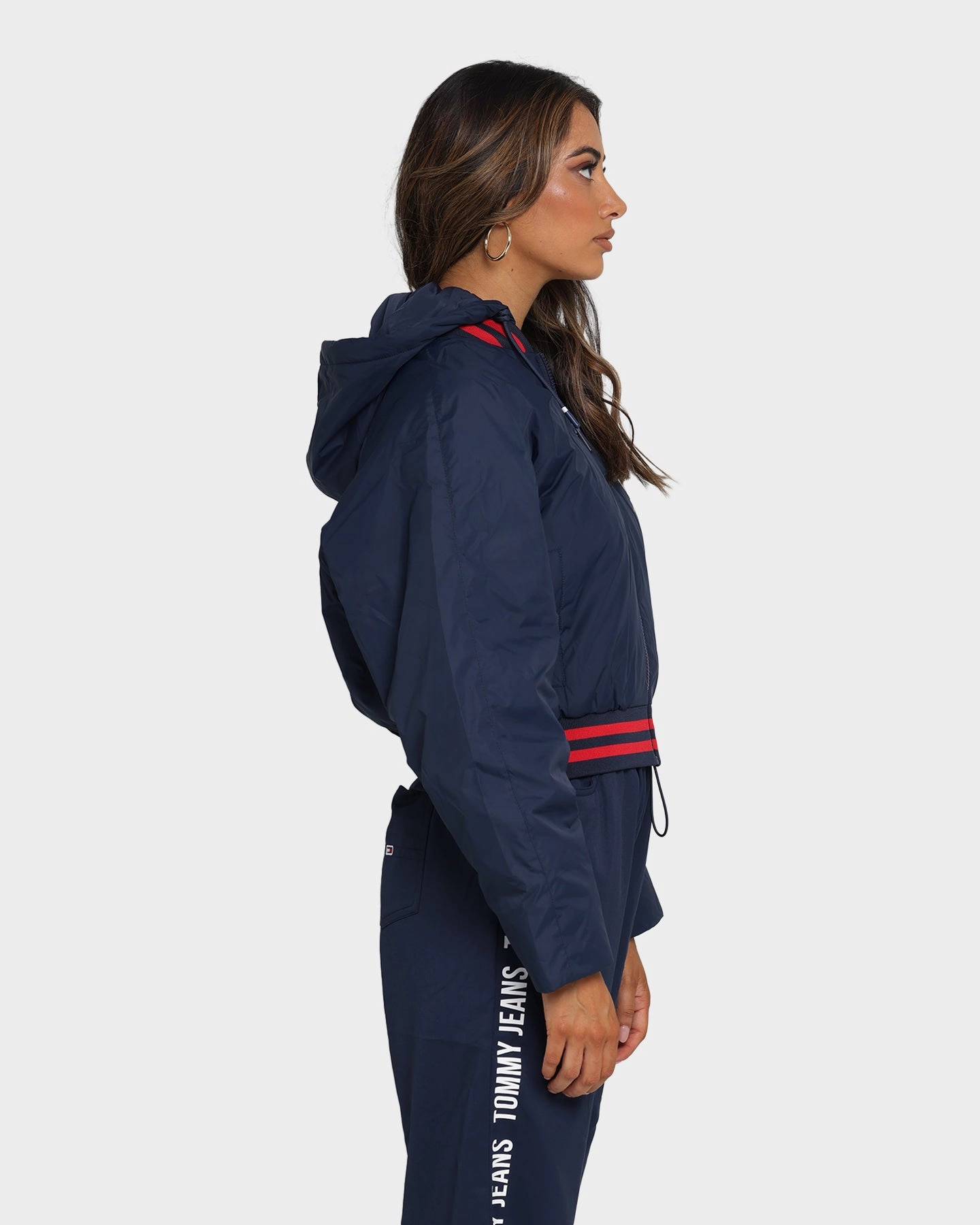 Faux Fur Tommy Jeans Women's Detachable Hood Bomber Jacket Twilight Navy