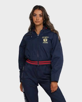 Tommy Jeans Women's Detachable Hood Bomber Jacket Twilight Navy family trip StretchMaterial