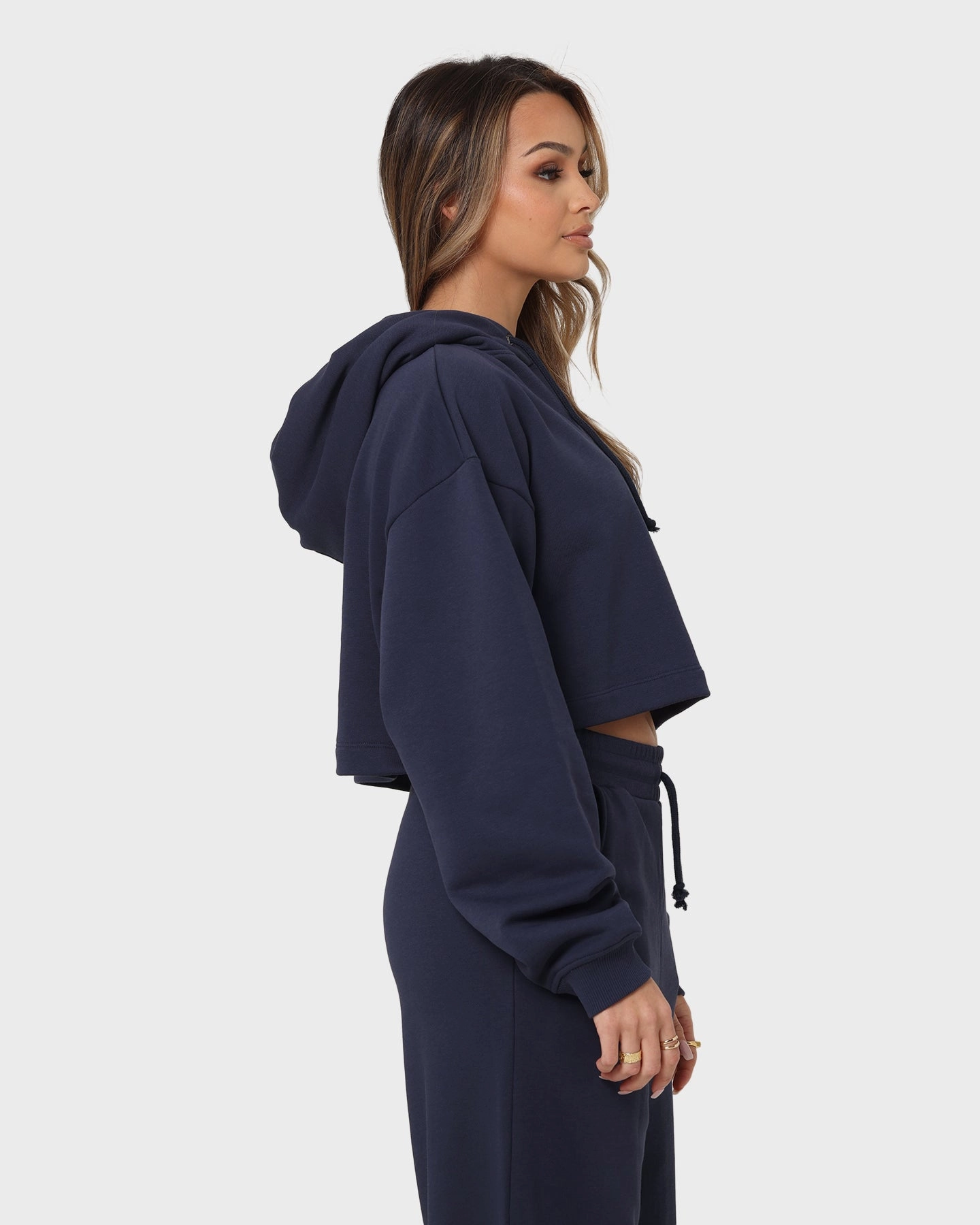Tommy Jeans Women's Super Crop Bold Hoodie Twilight Navy floral Lightweight Fill