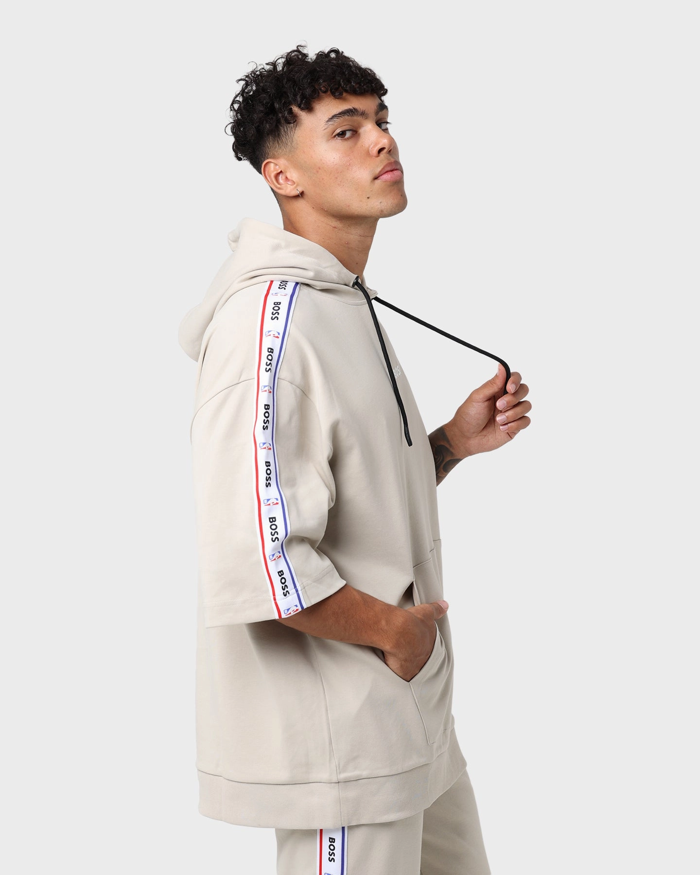 suitable for runway events Hugo Boss Hugo Boss X NBA Modern Short Sleeve Hoodie Light Beige