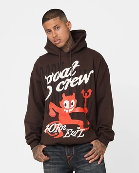 Grid Fleece Lining Age Goat Crew Born Evil Hoodie Brown