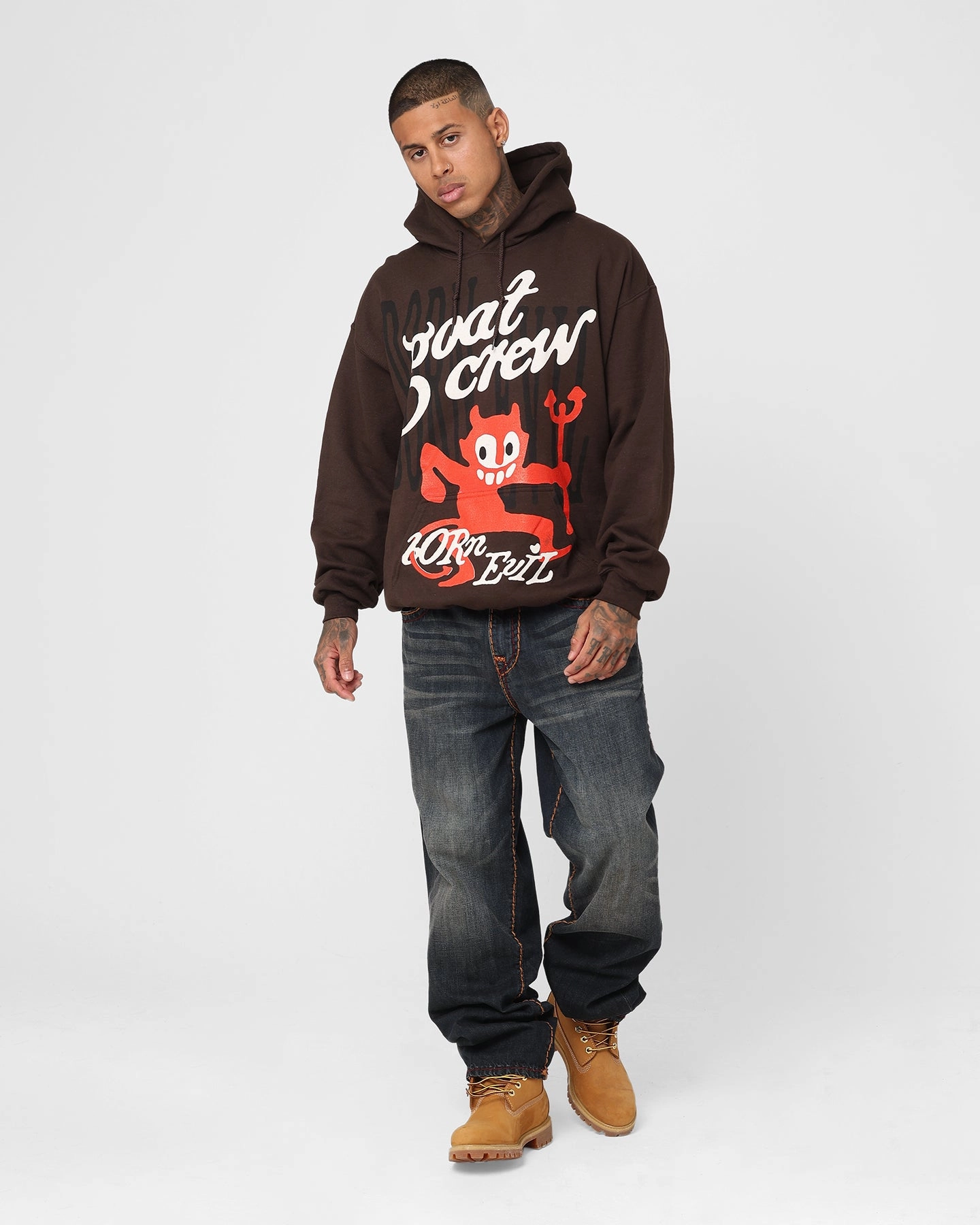 Treasure Goat Crew Born Evil Hoodie Brown