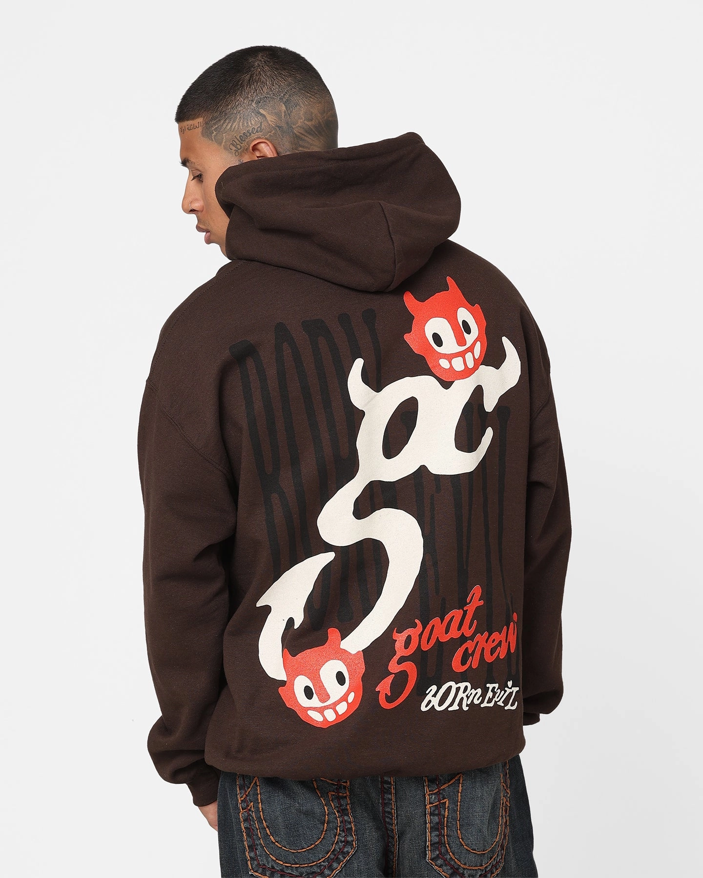 Urban Wear Promulgate Goat Crew Born Evil Hoodie Brown