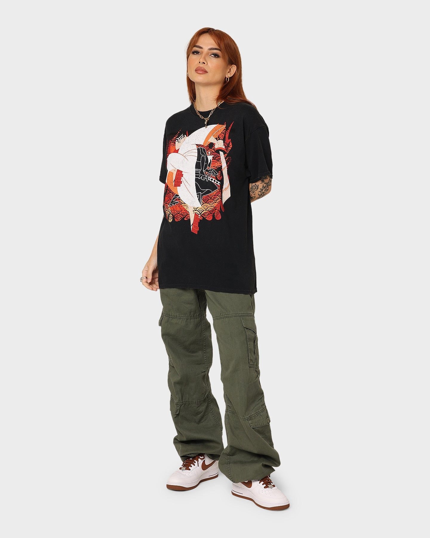 Eco Friendly Dye Fresh Trend American Thrift X Samurai Jack Jack Vintage T-Shirt Black