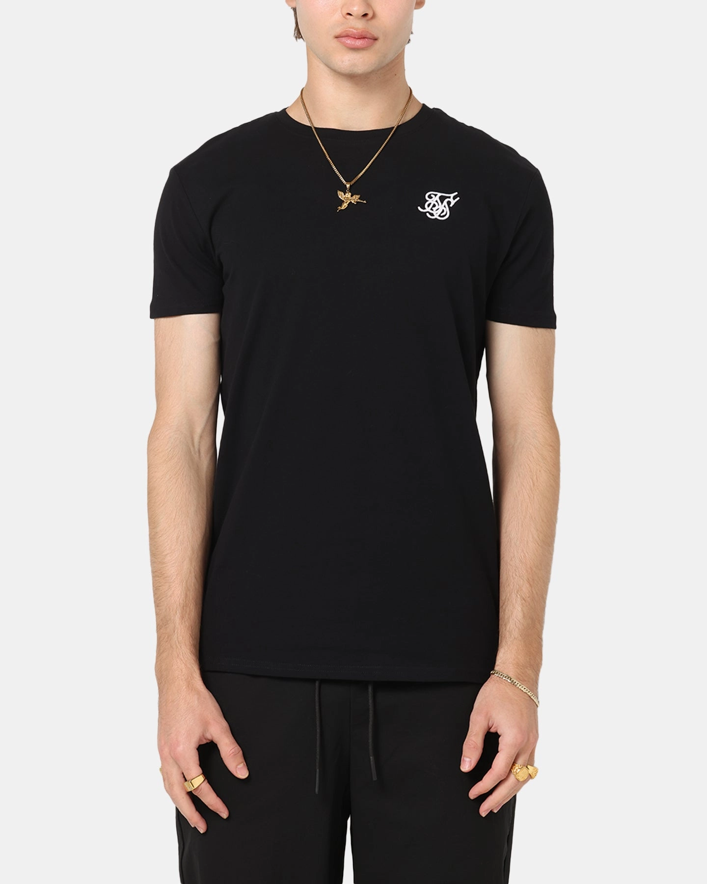 Sik Silk Muscle T-Shirt Black Relaxed Comfort Wear Chic And Comfortable