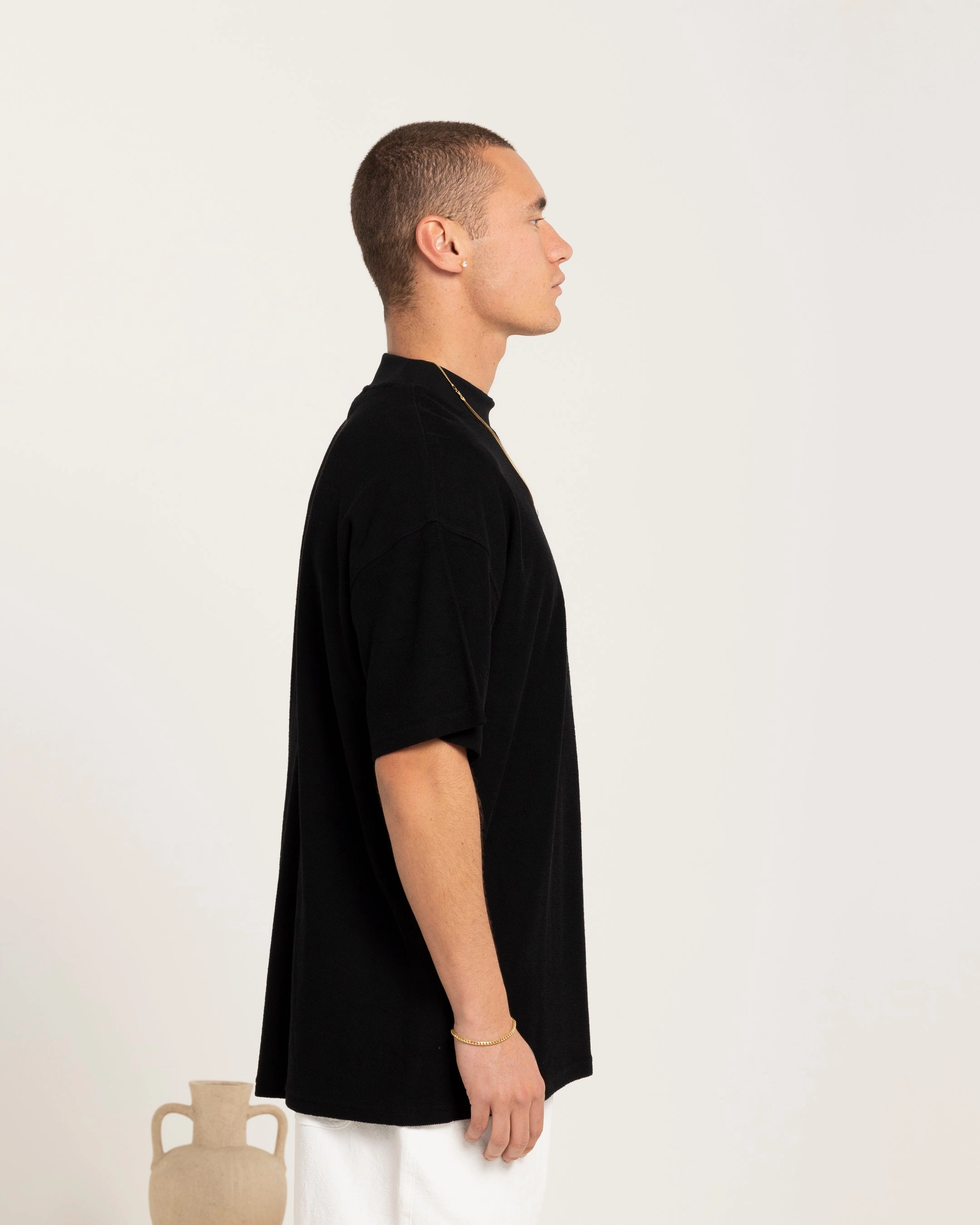 Carre Terry Oversized T-Shirt Black Everyday Look Wear