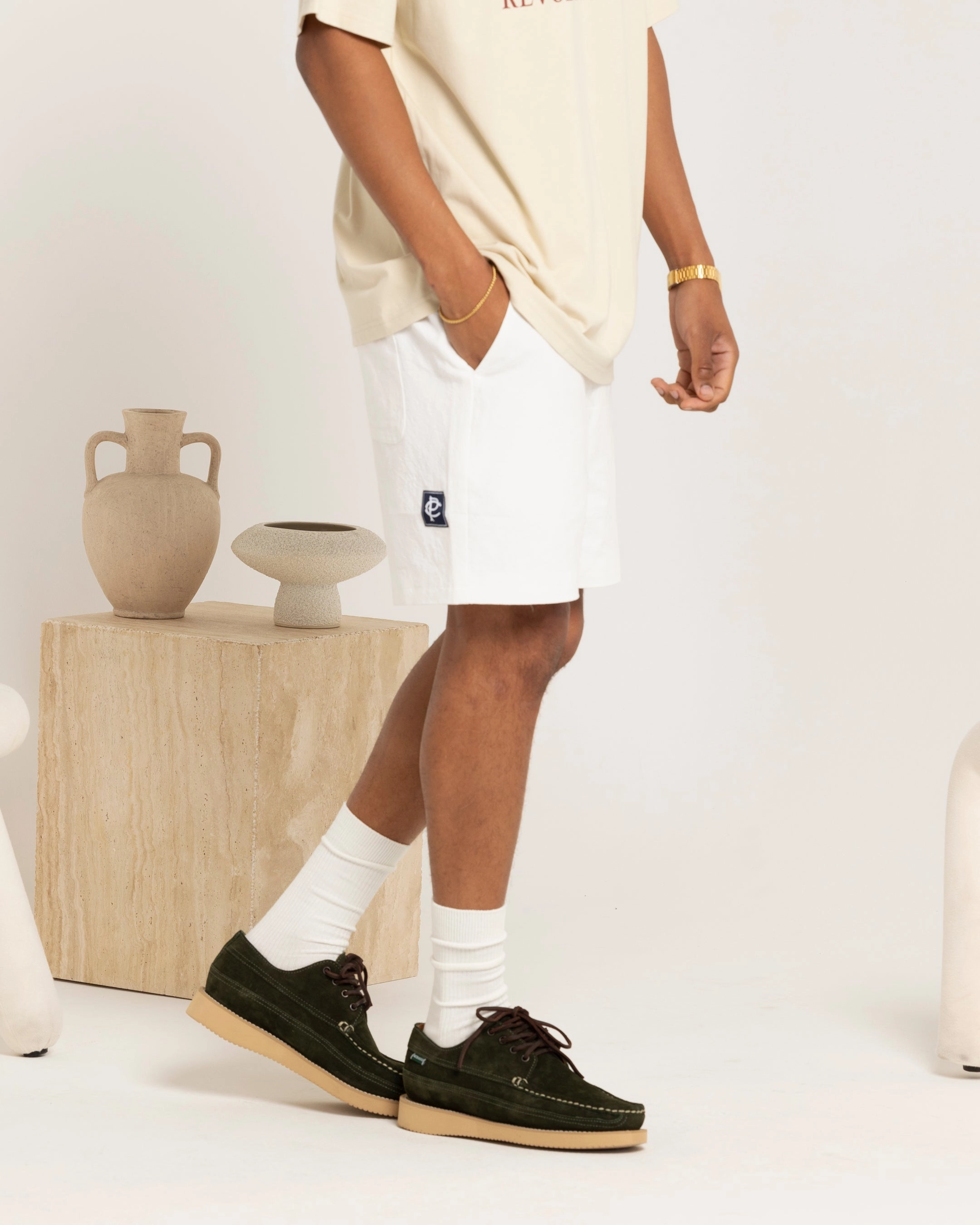 Carre Luxe Linen Shorts Off White Comfortable Design basketball clothing