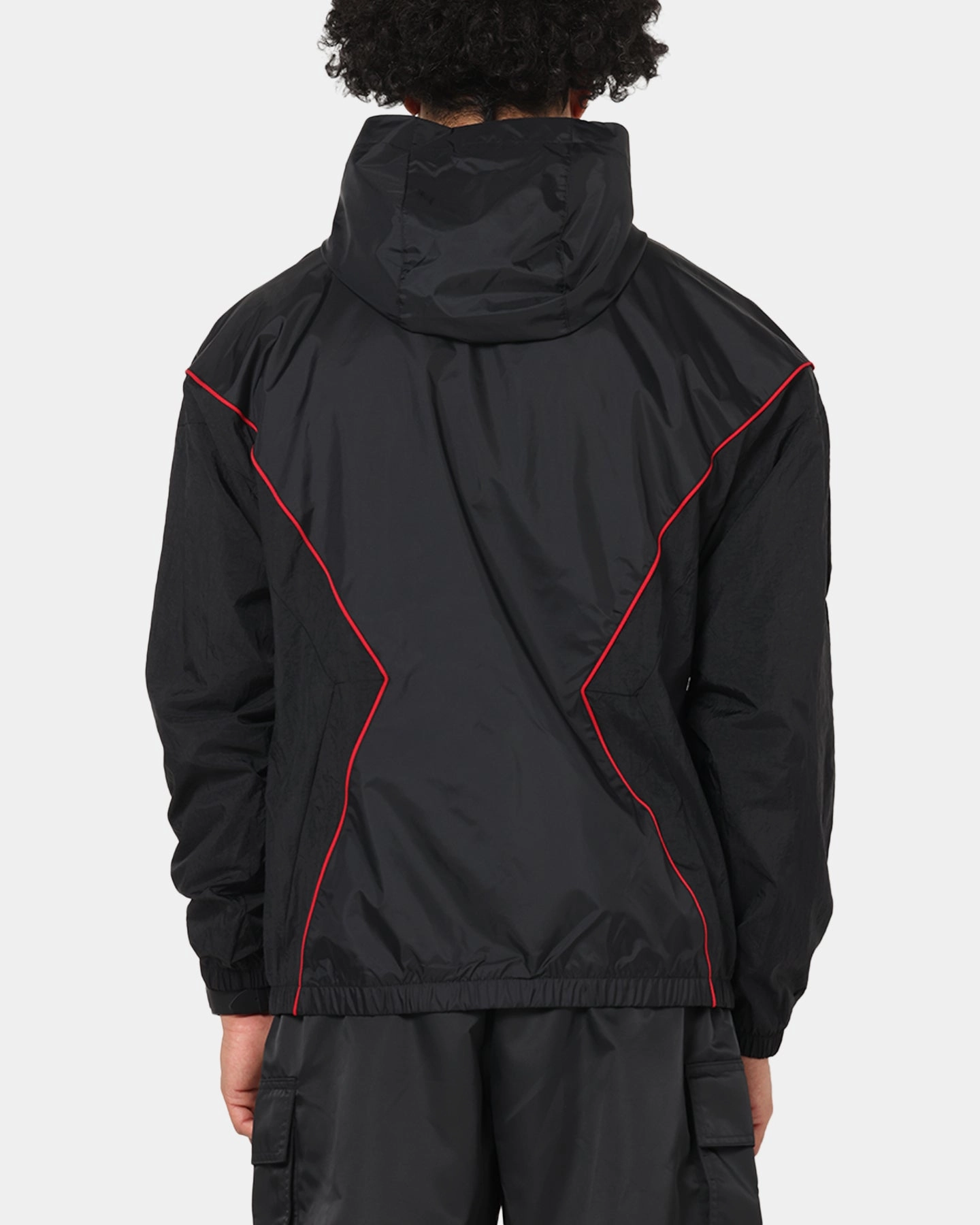 Jordan Brooklyn Draft Jacket Black/Black/Red Smart Wear Compact Packable Design