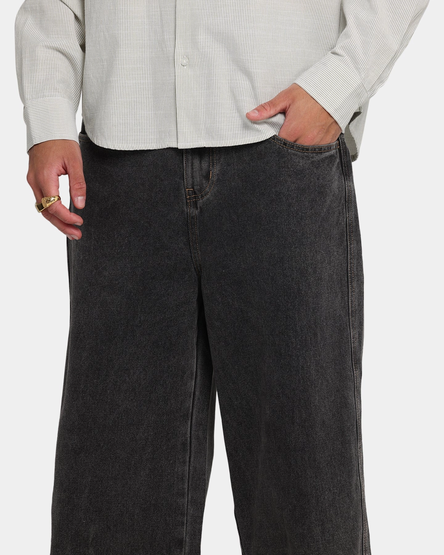 X-Large Baggy Bull Denim 91 Pants Washed Black Premium Professional Wear Unisex Wear Heavy Duty Zipper Mechanism