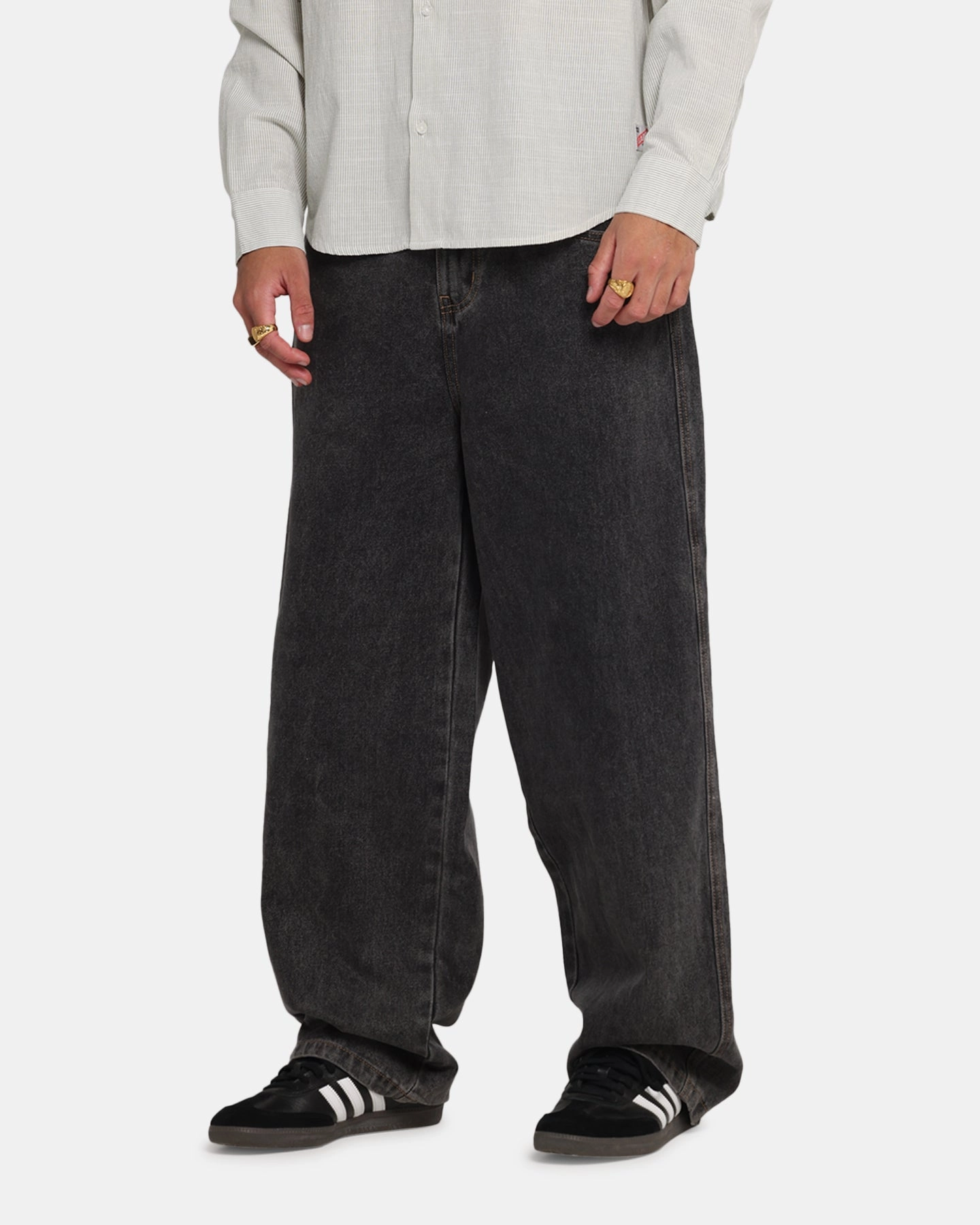 X-Large Baggy Bull Denim 91 Pants Washed Black Base Wear Neutral Look