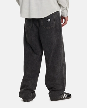 X-Large Baggy Bull Denim 91 Pants Washed Black Neutral Daily Wear Adult Fashion Smart Layer