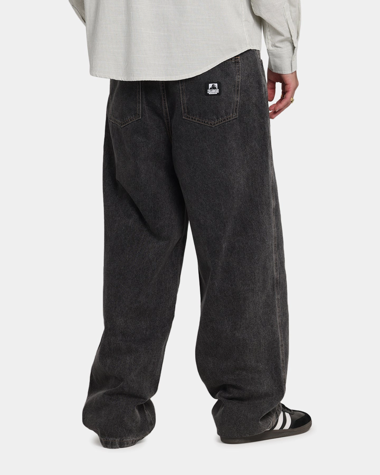 X-Large Baggy Bull Denim 91 Pants Washed Black Neutral Daily Wear Adult Fashion Smart Layer