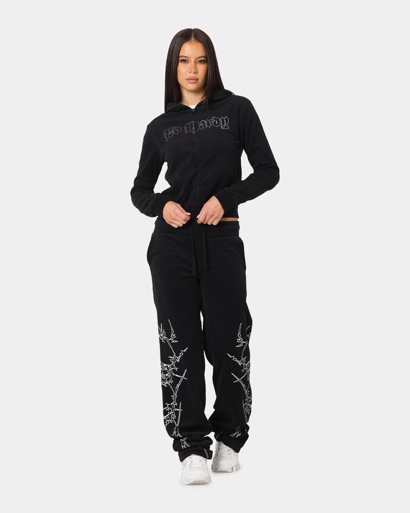 suitable for night wear chefs Ed Hardy Women's Raver Cropped Hoodie Black