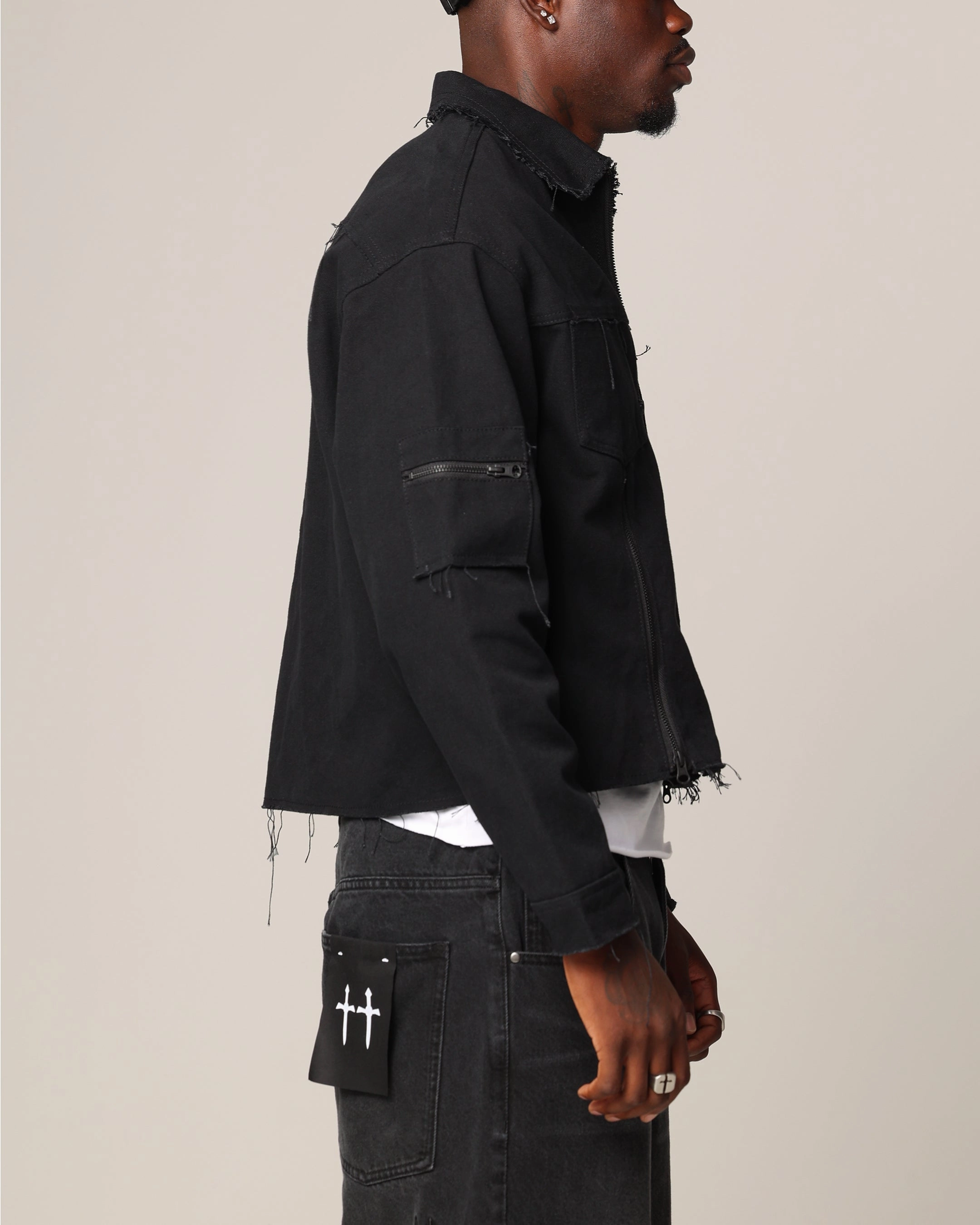 Saint Morta Nightcrawler Cuttoff Jacket Black Packable Layer