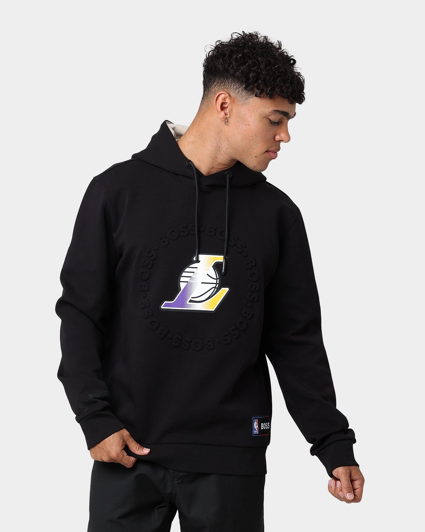 Sporty Hugo Boss X NBA Basic Los Angeles Lakers Hoodie Black